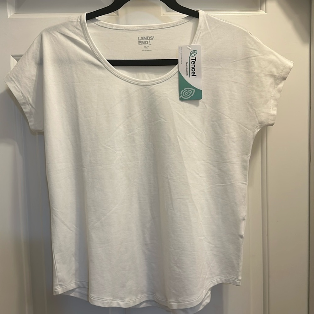 NWT Lands’ End Tencel white shirt sleeve tee size xs/p